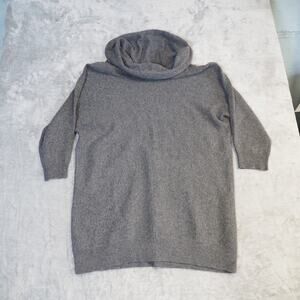 Magaschoni 100% Cashmere Tunic Sweater Women's Medium 3/4 Sleeve Charcoal Gray